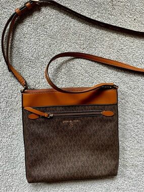 Michael Kors Brown and Tan Messenger Crossbody Bag